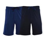Hanes Men's 2-Pack Knit Sleep Pajama Drawstring Shorts, Black/Blue Depth, Large