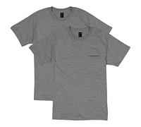 Hanes Men's 2 Pack Short Sleeve Pocket Beefy-t, Charcoal Heather, 2XL