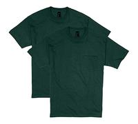 Hanes Men's 2 Pack Short Sleeve Pocket Beefy-T, Deep Forest, Medium