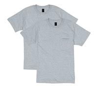 Hanes T-shirt Homme Beefy-T, pack de 2, manches courtes à poche, Light Steel, Taille L