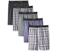 Hanes Men's 5-Pack FreshIQ Printed Woven Exposed Waistband Boxers, Print, Medium