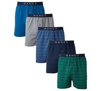 Hanes Men's 5-Pack Ultimate FreshIQ Dyed Exposed Waistband Knit Boxer with