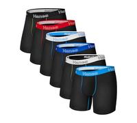 Hanes Boxer ajusté sans étiquette Stretch coton anti-humidité – Lot de 6 Noir XL Homme