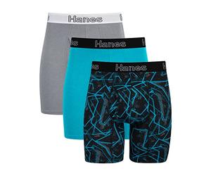 Hanes Men's Comfort Flex Fit Boxer Brief Pack, Supportive Pouch, Turquoise/Concrete/Black 3-Pack, X-Large