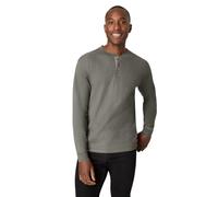 Hanes Men's Long-Sleeve Beefy Henley Shirt, Pebble Stone Cross Dye, 2X Large