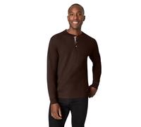 Hanes Men's Long-Sleeve Beefy Henley T-Shirt - Medium - Dark Truffle