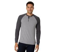 Hanes Men's Long-Sleeve Beefy Henley T-Shirt - Medium - Oxford Gray/Slate