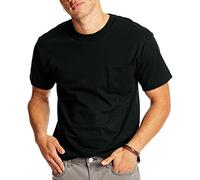 Hanes Men's Short Sleeve Beefy-T with Pocket, Black, Medium