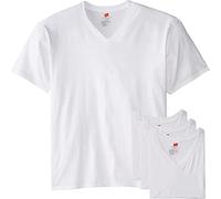 Hanes Men's Tall Man Cotton V-Neck Under T-Shirt, White 5-Pack,3X-Large Tall