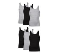 Hanes Débardeurs côtelés anti-humidité en coton léger - Lot de 6 Noir/Gris XXL Homme