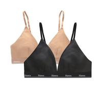 Hanes Originals Lot de 2 brassières courtes en coton extensible respirant pour femme, Noir/Deep Glow, Taille XL