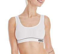 Hanes Originals Seamless Rib Crop Bralette, Scoop Neckline Pullover Wireless Bra, ComfortFlex Fit Soutien-Gorge, Blanc, M Femme
