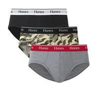 Hanes Originals Stretch Cotton Briefs Pack, Moisture-Wicking Underwear for Men, 3-Pack Slips, Noir/Béton Heather/Camo, S (Lot de 3) Homme