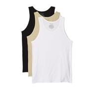 Hanes Originals Stretch Cotton, Feuchtigkeitsableitende Tank-Tops, Ohne Etikett, 3er-Pack Tricot, Blanc/Marron/Noir, M (Lot de 3) Hommes