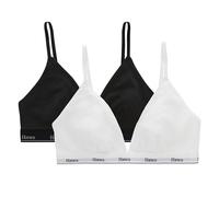 Hanes Originals Triangle Bralette Pack, Breathable Stretch Cotton Bras, 2-Pack Soutien-Gorge, Blanc/Noir, S (Lot de 2) Femme