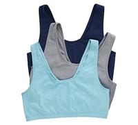 Hanes Lot de 3 brassières en Coton Soutien-Gorge, Opaque, Bleu Marine/béton chiné/Bleu Ultra, XX-Large Femme
