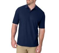 Hanes piqué à Manches Courtes, Polo à Trois Boutons, Poids Moyen pour Homme Chemise, Bleu Marine