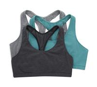 Hanes Racerback Bralette Pack, Low Impact Sports Bra, Solid Or Assorted, 3-Pack Soutien-Gorge, Opaque, Bruyère béton/Vert Isle/Gris Ciel chiné, M (Lot de 3) Femme