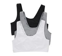 Hanes Pulls Bralette en Coton Soutien-Gorge, Lot de 3 pelles Crot Noir/Béton Heather/Blanc, M Femme