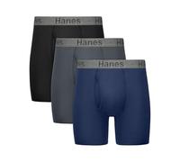 Hanes Stay Dry Pouch, Performance Stretch Boxer Brief with Leak Protection, 3-Pack Boxeur ajusté, Noir, Gris, Bleu Marine, X-Large (Lot de 3) Homme