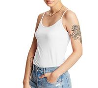 Hanes Stretch Cotton Cami with Built-in Shelf Bra Caraco, Blanc, S Femme
