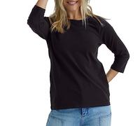 Hanes Chemise pour femme Coton stretch manches raglan Noir Large