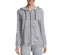 Hanes Sweat à Capuche zippé en Tissu éponge Veste d'échauffement ou de survêtement, Teinture Spatiale Bleu Marine, XL Femme