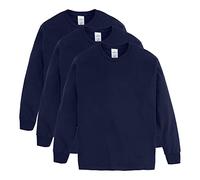 Hanes Big Boys' Tagless Long Sleeve Tee (Pack of 3), Navy, XS
