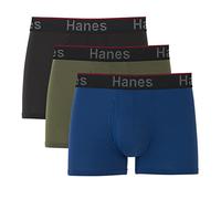 Hanes Total Support Lot de 3 caleçons en Coton Extensible pour Homme, Noir/Olive/Bleu Sarcelle, Small