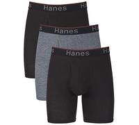 Hanes Total Support Pouch Men's Boxer Brief Underwear, Anti-Chafing, Moisture-Wicking Odor Control, 3-Pack Boxeur ajusté, Jambe Longue-Gris/Noir-Lot de 3, 3XL Homme