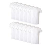 Hanes Maillots de Corps à col Rond, Coupe ajustée, 2 Camisetas De Gola Redonda Slim, Pacote COM 4slim Fit Rundhals Unterhemden, 4 Tricot, Lot de 12 en Blanc, Homme