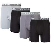 Hanes Ultimate Men's Comfort Flex Fit Ultra Soft Cotton Modal Blend Boxer Brief 4-Pack, Black/Gray, X-Large