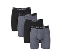 Hanes Ultimate Men's Total Support Pouch Long Leg Boxer Brief, Black/Grey, X Large