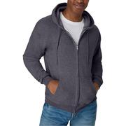 Hanes up, EcoSmart Fleece Full-Zip Hoodie for Men, Hooded Sweatshirt Capuche, Gris Anthracite chiné, S Homme