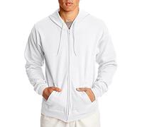 Hanes up, EcoSmart Fleece Full-Zip Hoodie for Men, Hooded Sweatshirt Capuche, Opaque, Blanc/Jardin Opulent, M Homme