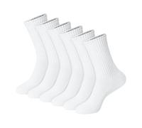 Hanes White Or Plain Black Socks Pack, 6 Pairs, Cushioned Crew Style Chaussettes, Blanc, Large (Lot de 6) Mixte