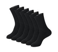 Hanes White Or Plain Black Socks Pack, 6 Pairs, Cushioned Crew Style Chaussettes, Noir, Small (Lot de 6) Mixte