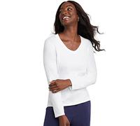 Hanes Women's Long-Sleeve V-Neck T-Shirt L White