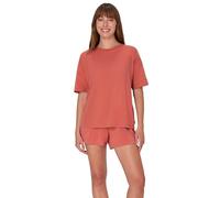 Hanes Women's Originals 2 Piece Lounge, Comfywear Supersoft Boxy T-Shirt & Sleep Shorts Loungewear Set, Natural Cedar/Natural Cedar, Medium