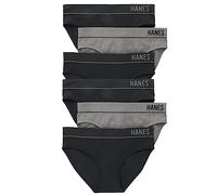 Hanes Womens Originals Lot de 6 Culottes côtelées sans Couture Extensibles, 4 Noir/2 Gris chiné, S