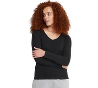 Hanes Women's V-Neck Long Sleeve Tee, Ebony, Large