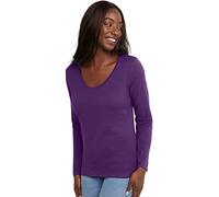 Hanes Women's V-Neck Long Sleeve Tee, Violet Splendor, Large