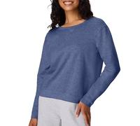 Hanes Women's V-Notch Pullover Fleece Sweatshirt, Navy Heather, Medium