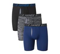 Hanes Total Support Pouch Lot Boxeurs pour Homme, frottement, Anti-humidité avec Refroidissement (caleçons Disponibles) ajusté, Jambe Longue-Assortis, 3