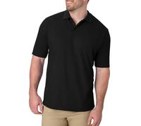 Hanes piqué à Manches Courtes, Polo à Trois Boutons, Poids Moyen pour Homme Chemise, Noir, XL