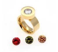 Hanessa Bague en acier inoxydable plaqué or pour femme - Cadeau de Noël - Pour femme - Femme - Petite amie - Cristaux colorés, Acier inoxydable