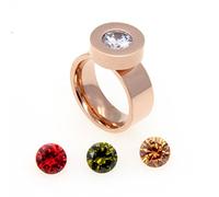 Hanessa Bague en acier inoxydable plaqué or rose pour femme - Cadeau de Noël pour votre épouse / petite amie / femme - Pierres de cristal colorées