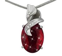 Hanessa Bijou élégant pour femme plaqué argent rouge grenat pierre goutte pendentif cadeau de Noël pour votre femme/petite amie, Pierre de grenat