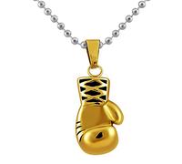 Hanessa Bijoux Gold Chaîne avec pendentif gant de boxe en acier inoxydable, idéal pour homme et amateur de boxe, sport de combat
