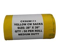 Hanfare CX50/M111 Lot de 50 rouleaux de sacs poubelle à usage moyen Jaune 90 L/5 kg